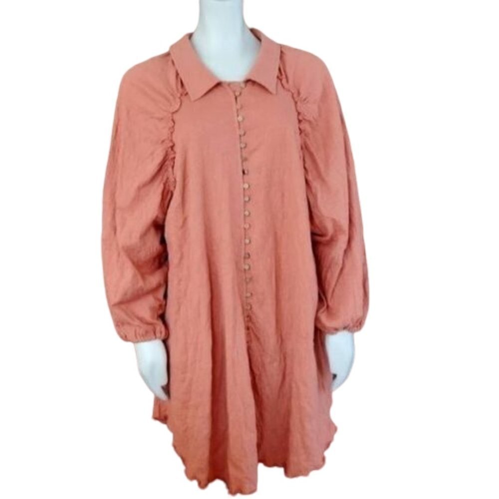 FP Beach Free People Tunic Top Size M Button Up Boho Long Flowy Dress oversized